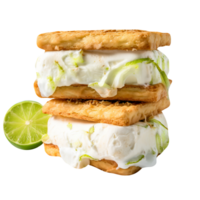Tasty lime ice cream sandwich on transparent background png