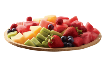 Bowl of healthy fresh fruit salad on transparent background png