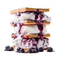 Tasty blueberry ice cream sandwich on transparent background png