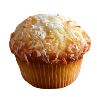 Tasty coconut muffin on png background