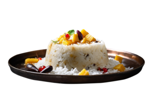 Tasty cooked pongal  rice isolated on transparent background png