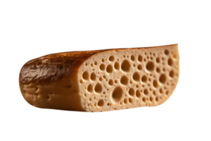 loaf of freshly baked stylish bread on wooden background png