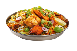 Delicious chicken biryani isolated on transparent background png