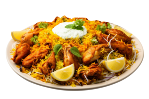 delicioso pollo Biryani aislado en transparente antecedentes png