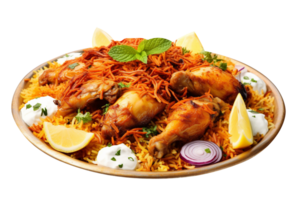 Delicious chicken biryani isolated on transparent background png