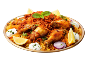 delicioso pollo Biryani aislado en transparente antecedentes png