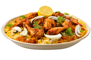 delicioso pollo Biryani aislado en transparente antecedentes png