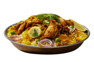 Delicious chicken biryani isolated on transparent background png