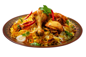 delicioso pollo Biryani aislado en transparente antecedentes png