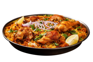 Delicious chicken biryani isolated on transparent background png