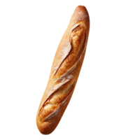 Freshly baked long bread loaf on png background