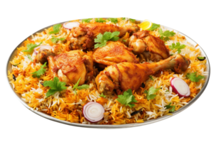 Delicious chicken biryani isolated on transparent background png