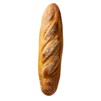 Freshly baked long bread loaf on png background