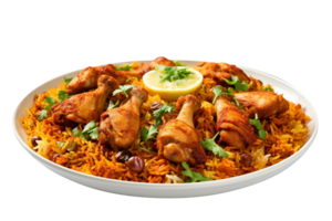 delicioso pollo Biryani aislado en transparente antecedentes png