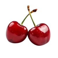 Fresh red cherry on transparent background png