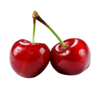 Fresh red cherry on transparent background png