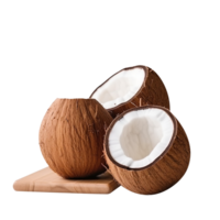 cassé noix de coco sur une transparent Contexte png