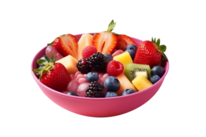 Mix fruit salad bowl isolated on transparent background png