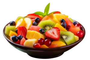 Fresh tasty mix fruit salad isolated on transparent background png