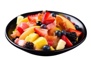 Fresh tasty mix fruit salad isolated on transparent background png