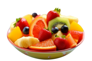 Fresh tasty mix fruit salad isolated on transparent background png