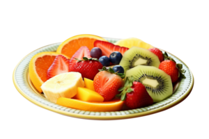 Fresh tasty mix fruit salad isolated on transparent background png