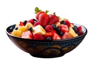 Fresh tasty mix fruit salad isolated on transparent background png