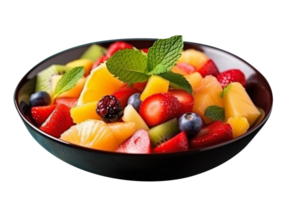 Fresh tasty mix fruit salad isolated on transparent background png