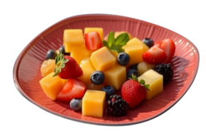 Fresh tasty mix fruit salad isolated on transparent background png