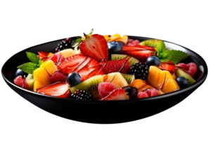 Fresh tasty mix fruit salad isolated on transparent background png