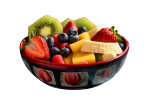 Fresh tasty mix fruit salad isolated on transparent background png