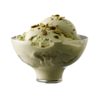 Tasty pistachio ice cream isolated on transparent background png