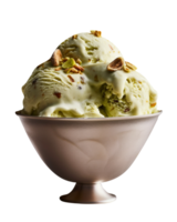 Tasty pistachio ice cream isolated on transparent background png