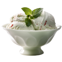 Yummy peppermint ice cream isolated on transparent background png