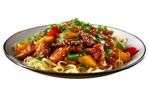 Tasty fried noodles on transparent background png