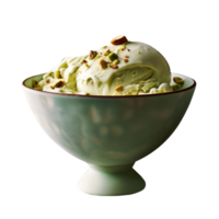 Tasty pistachio ice cream isolated on transparent background png