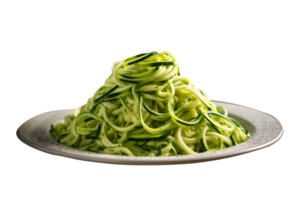 zucchini spaghetti i en skål på en mörk bakgrund png