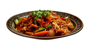 Tasty fried noodles on transparent background png