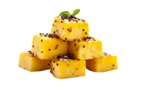 Gujarati Khaman Dhokla isolated on transparent background png