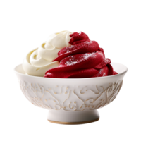 Tasty red velvet ice cream bowl isolated on transparent background png