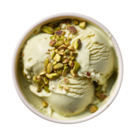 Tasty pistachio nuts ice cream isolated on transparent background png