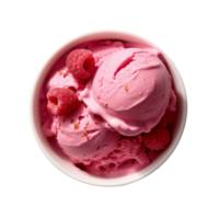 Tasty raspberry ice cream bowl isolated on transparent background png