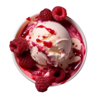 Tasty raspberry ice cream bowl isolated on transparent background png