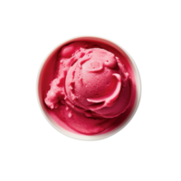 Tasty raspberry ice cream bowl isolated on transparent background png