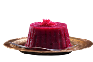 Homemade Beetroot Halwa with Pistachio garnish on transparent background png