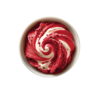Tasty red velvet ice cream bowl isolated on transparent background png