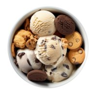 Tasty cookies ice cream bowl isolated on transparent background png