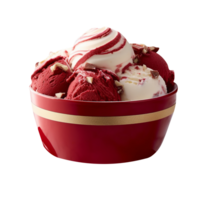 Tasty red velvet ice cream bowl isolated on transparent background png