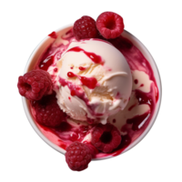 Tasty raspberry ice cream bowl isolated on transparent background png