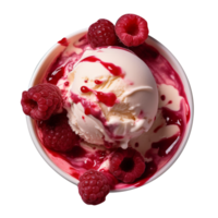 savoureux framboise la glace crème bol isolé sur transparent Contexte png